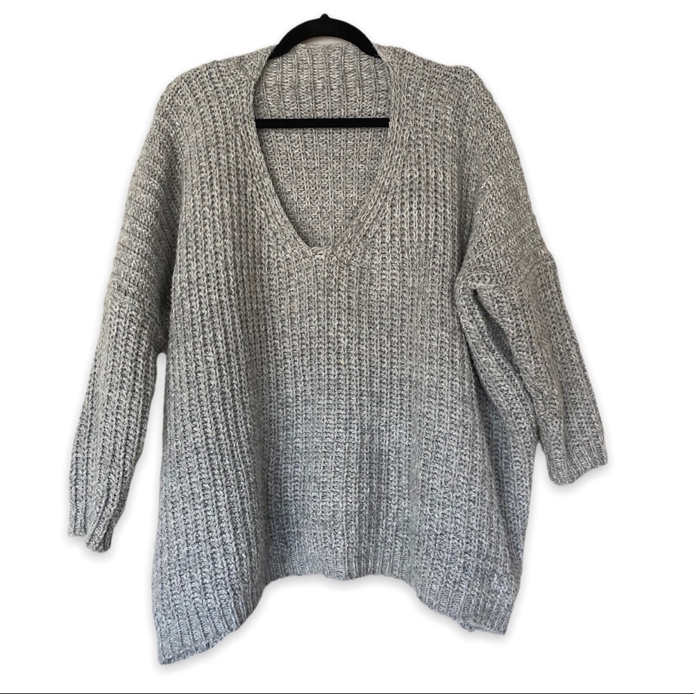 Romwe | V Neck Dolman Light Grey Sweater | One Size